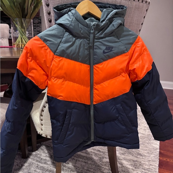 Nike Kids Puffer Jacket - Orange Gray and Navy